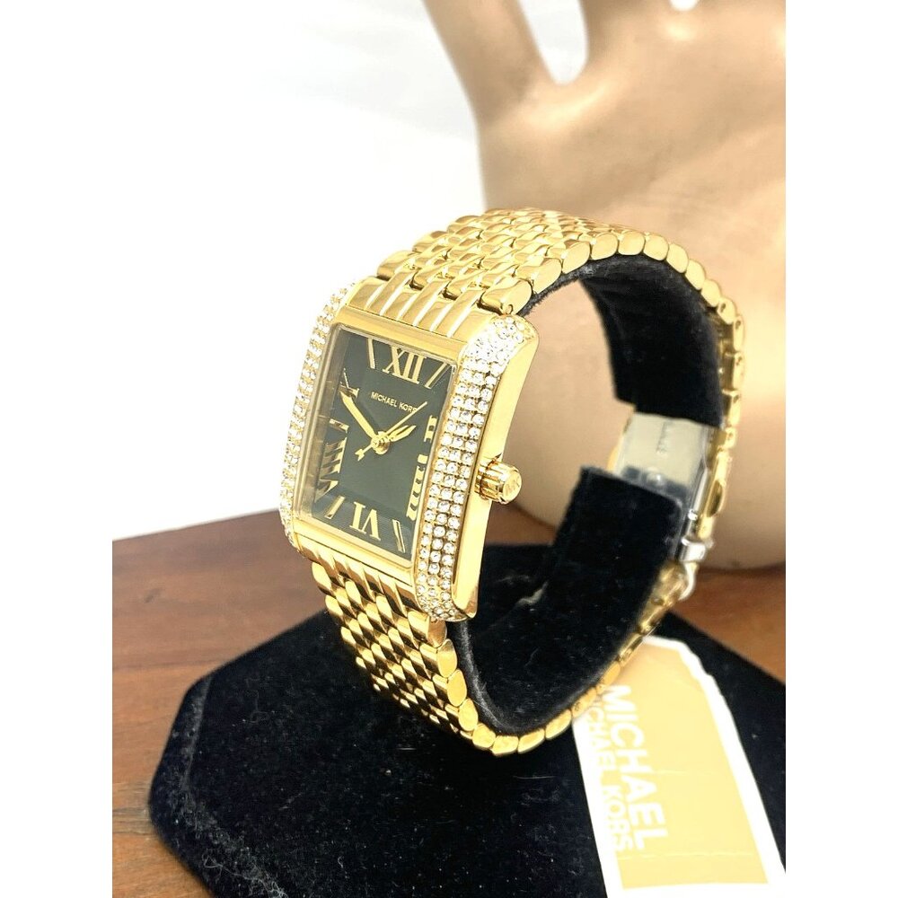 Michael Kors Women's Watch MK4742 Quartz Green Dial Gold Steel Tank 27mm - Picture 2 of 14